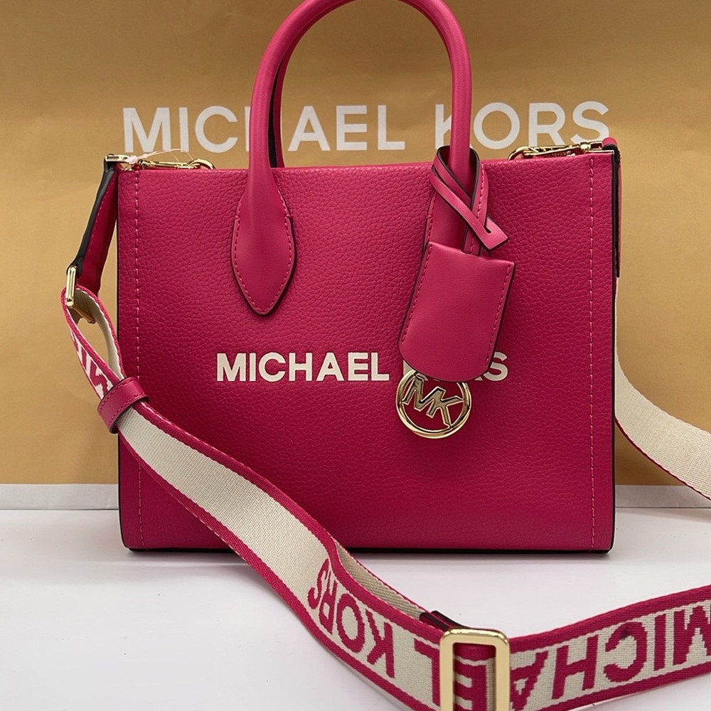 MICHAEL KORS
Mirella Small Pebbled Leather Crossbody Bag Tote 
Electric Pink